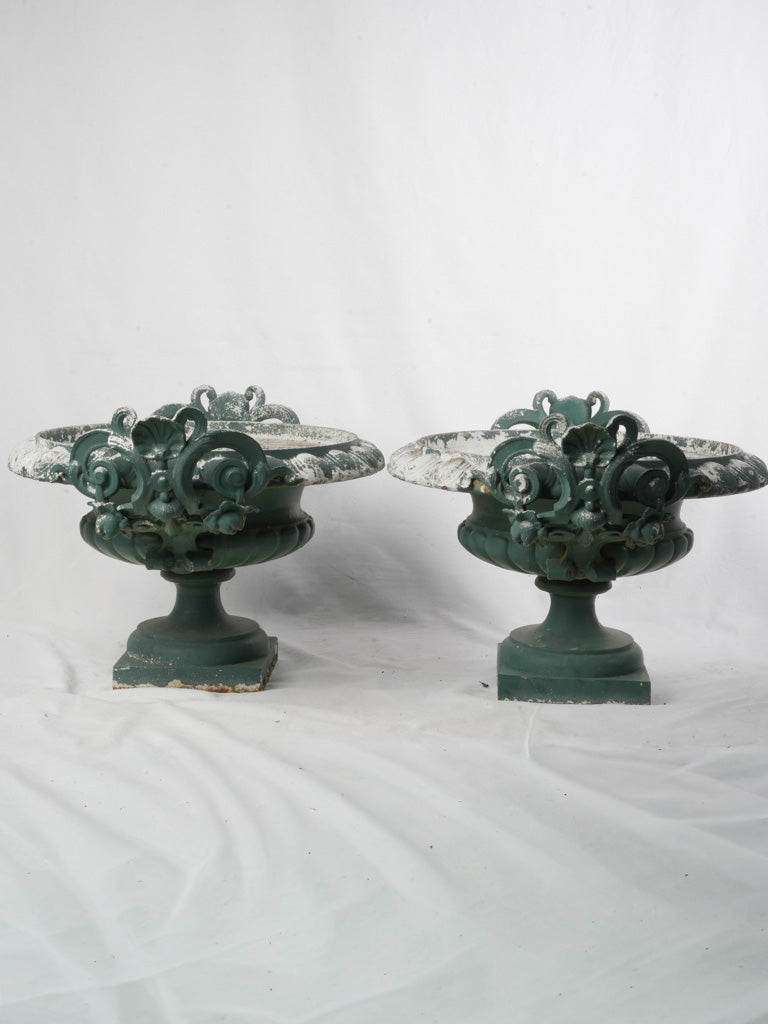 Pair of Late 19th Century French Cast-Iron Chambord Style Planters - 17" x 28"