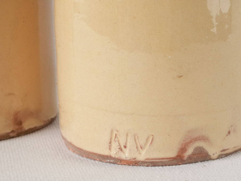 Collection of 4 preserving pots w/ yellow glaze 7½"