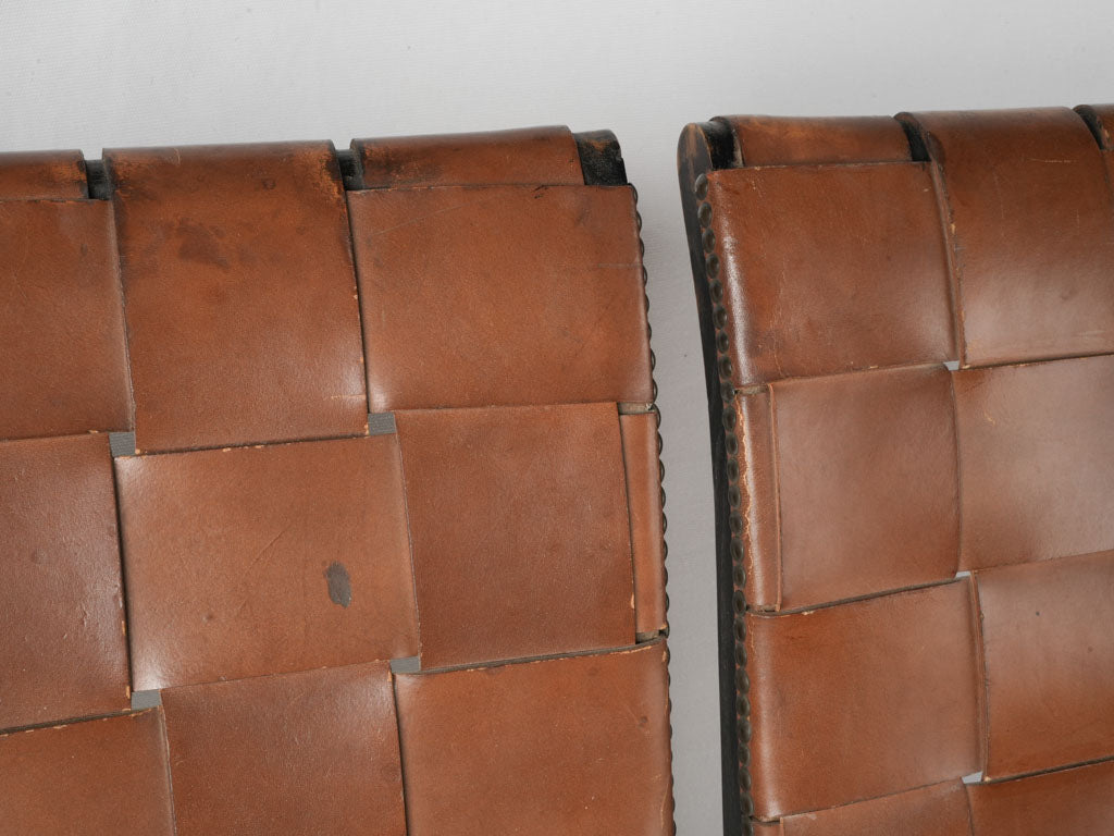 Craftsmanship Neoclassical Leather Slipper Chairs
