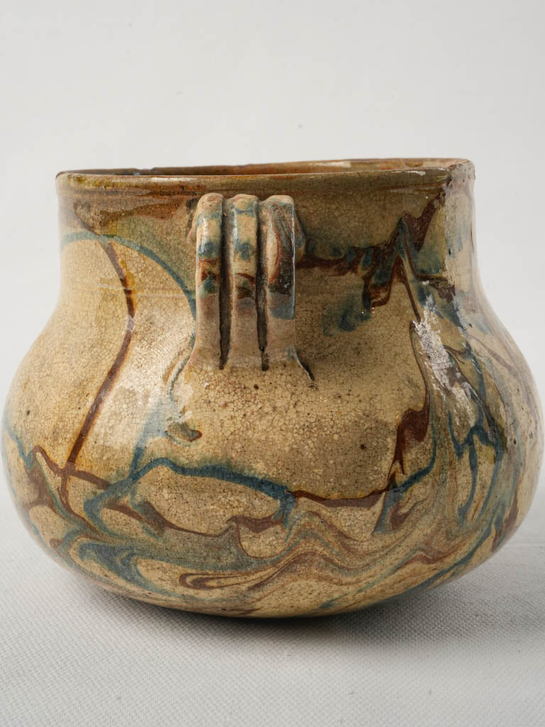Distinctive jaspe glazed vessel