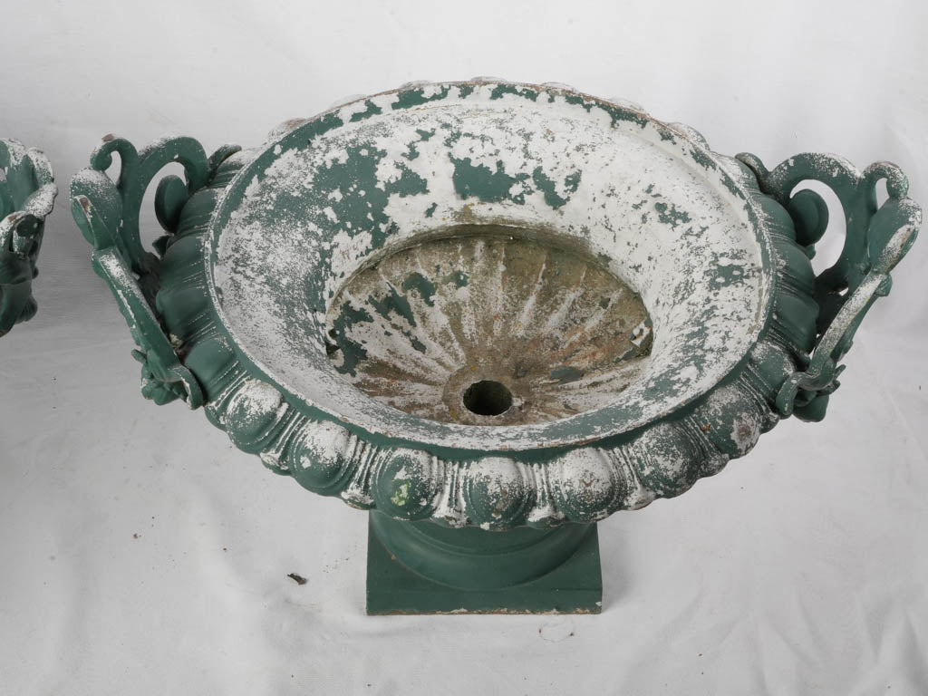 Pair of Late 19th Century French Cast-Iron Chambord Style Planters - 17" x 28"