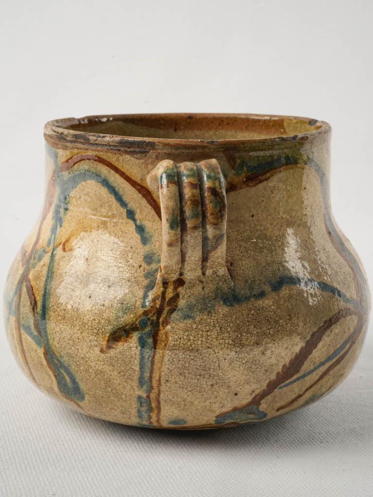 Timeworn earthenware with crackling glaze