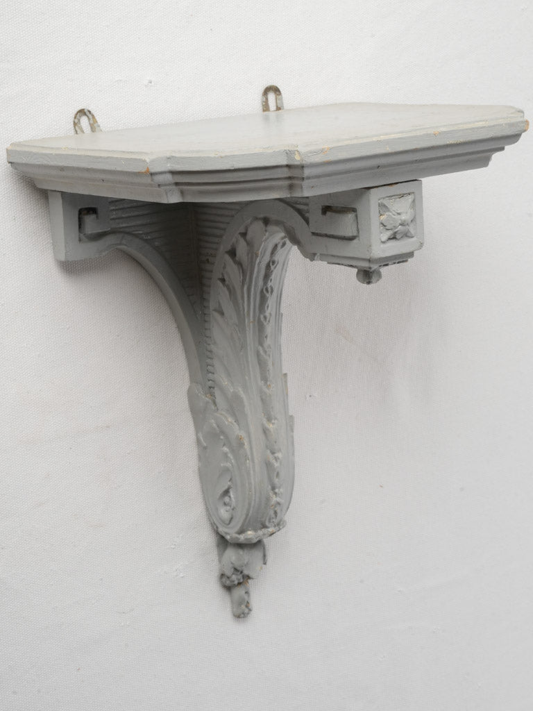 Timeless carved gray console shelf