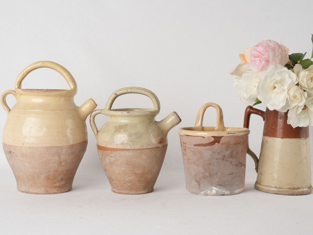 Collection of 3 ceramics w/ pale yellow glaze