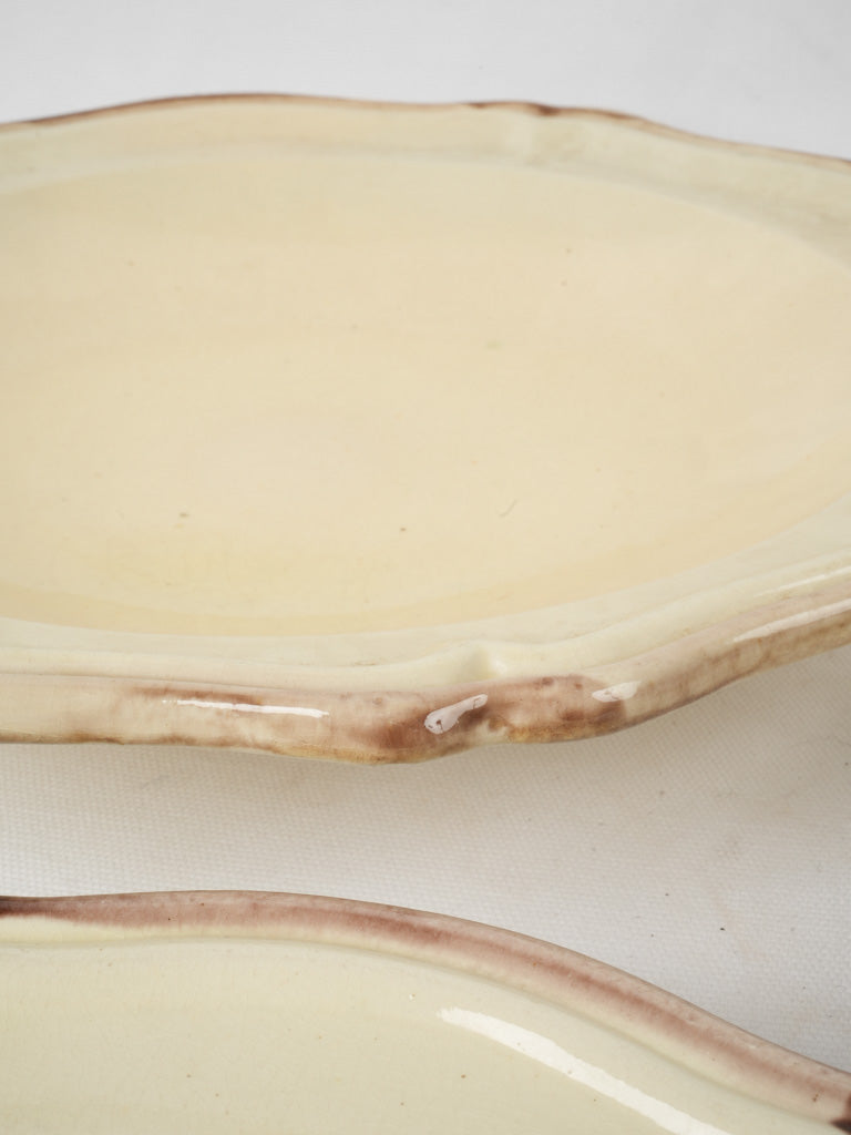 Vintage brown-edged French platters set