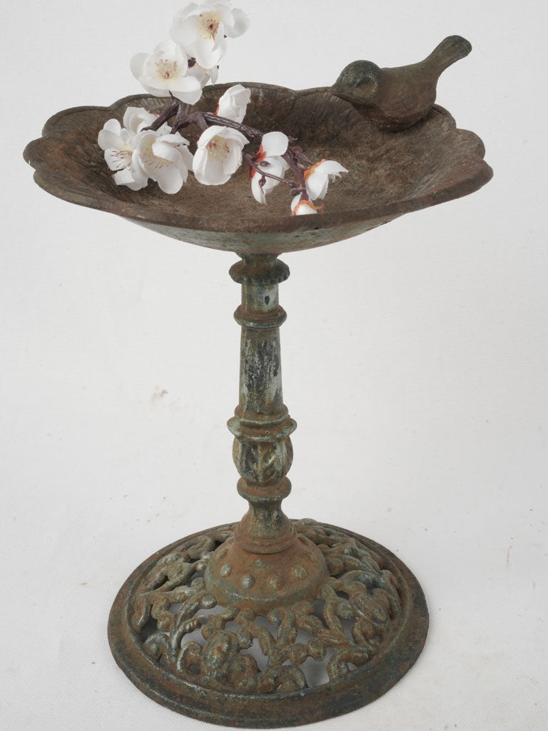 Rustic weathered patina French bird bath