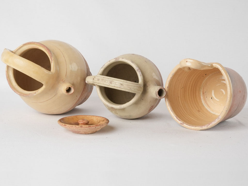 Collection of 3 ceramics w/ pale yellow glaze