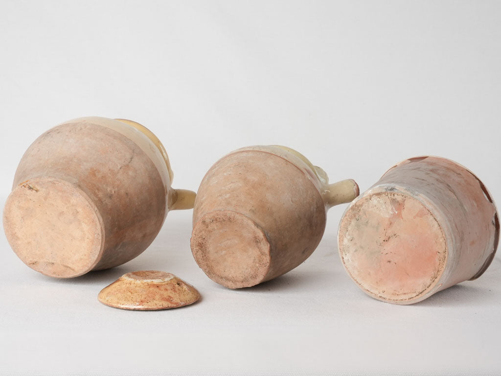 Collection of 3 ceramics w/ pale yellow glaze