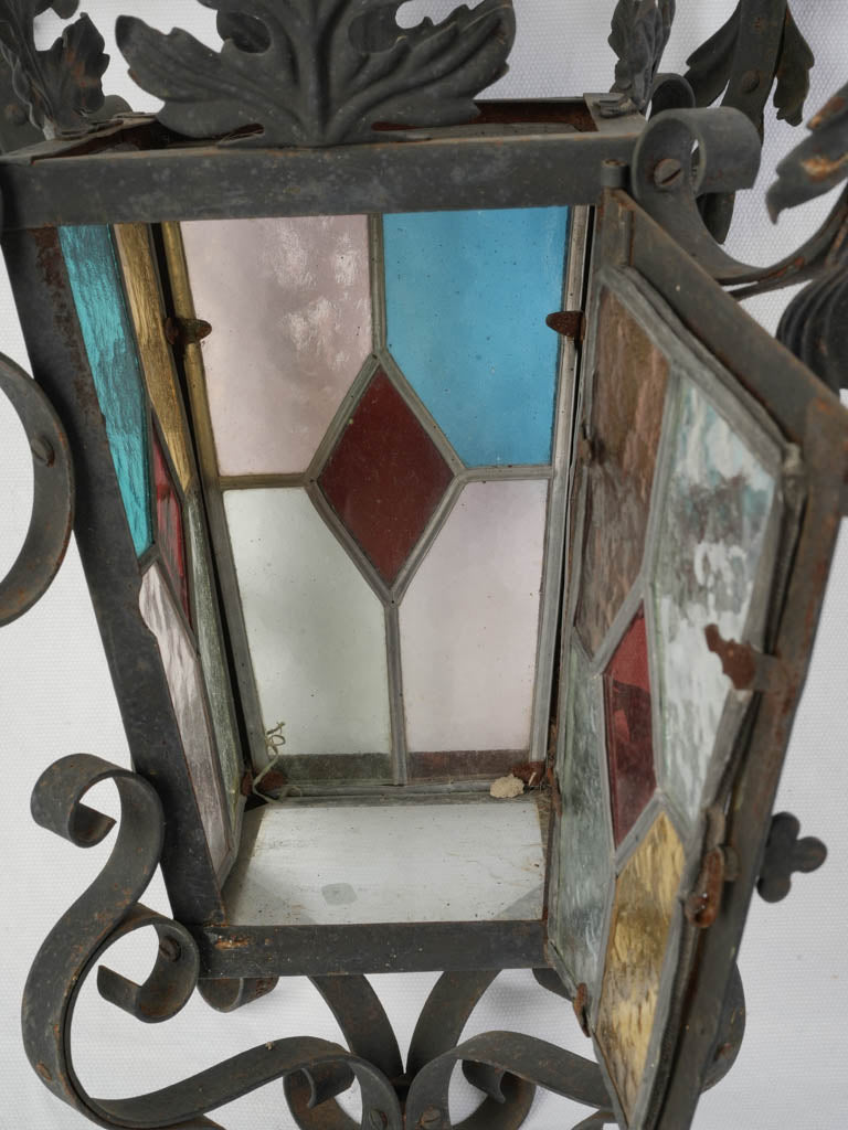 Patina-finished wrought iron lantern
