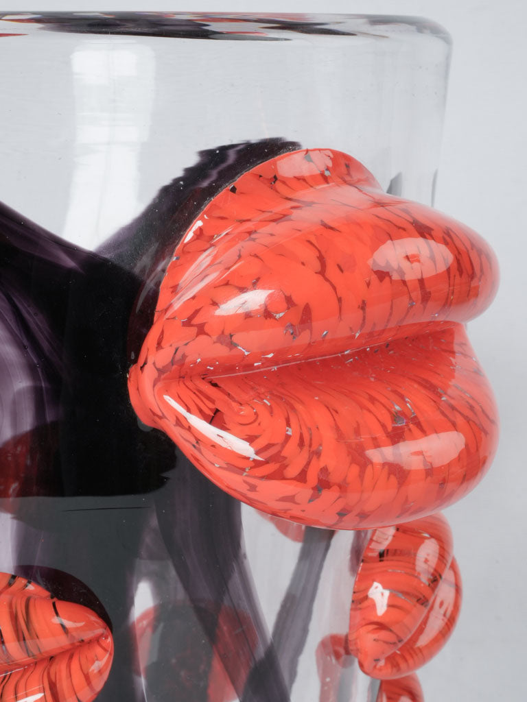 Unique red lips glass ice bucket