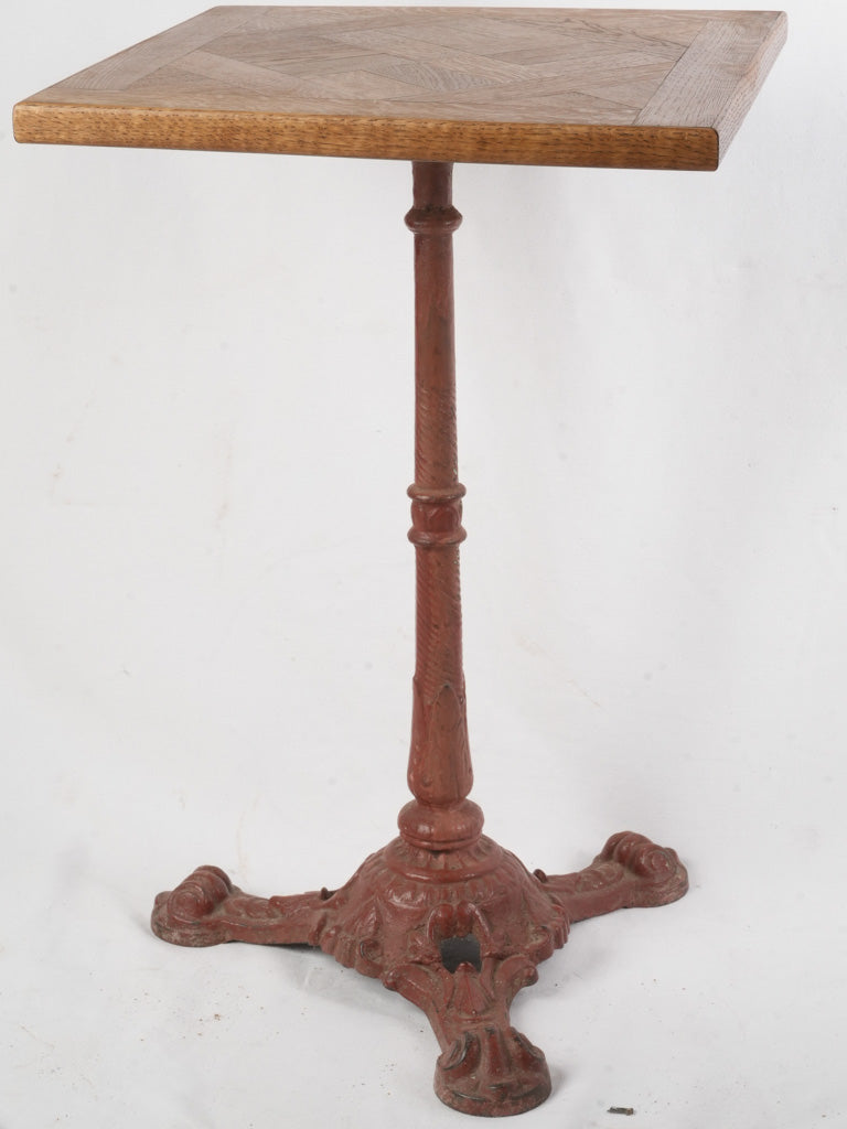Petite Mid-20th-Century French Oak and Cast-Iron Side Table - 28¾" x 18"