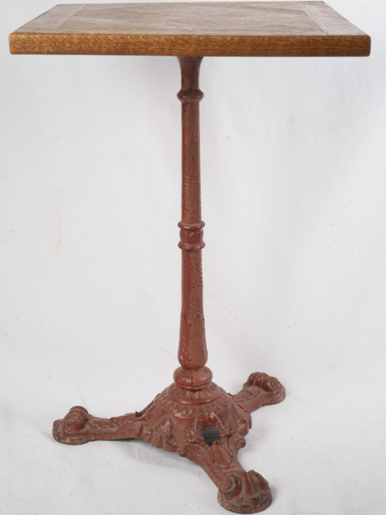 Petite Mid-20th-Century French Oak and Cast-Iron Side Table - 28¾" x 18"