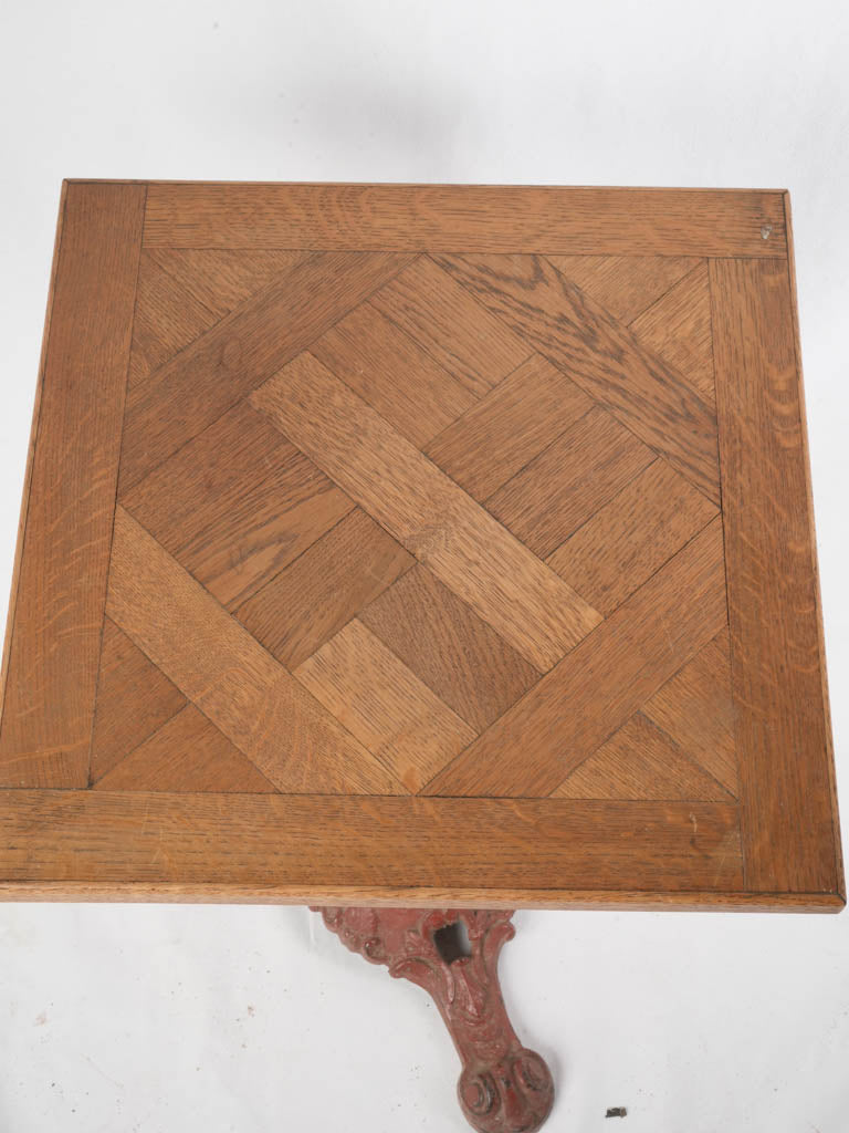 Petite Mid-20th-Century French Oak and Cast-Iron Side Table - 28¾" x 18"