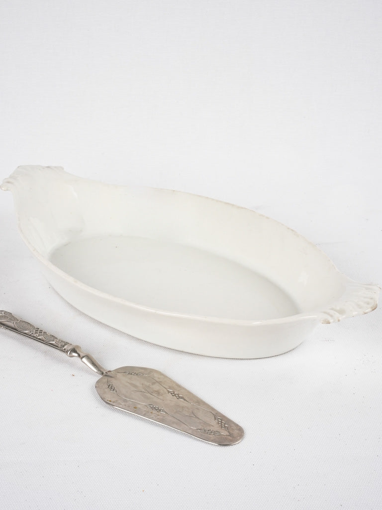 Antique timeworn French earthenware platter
