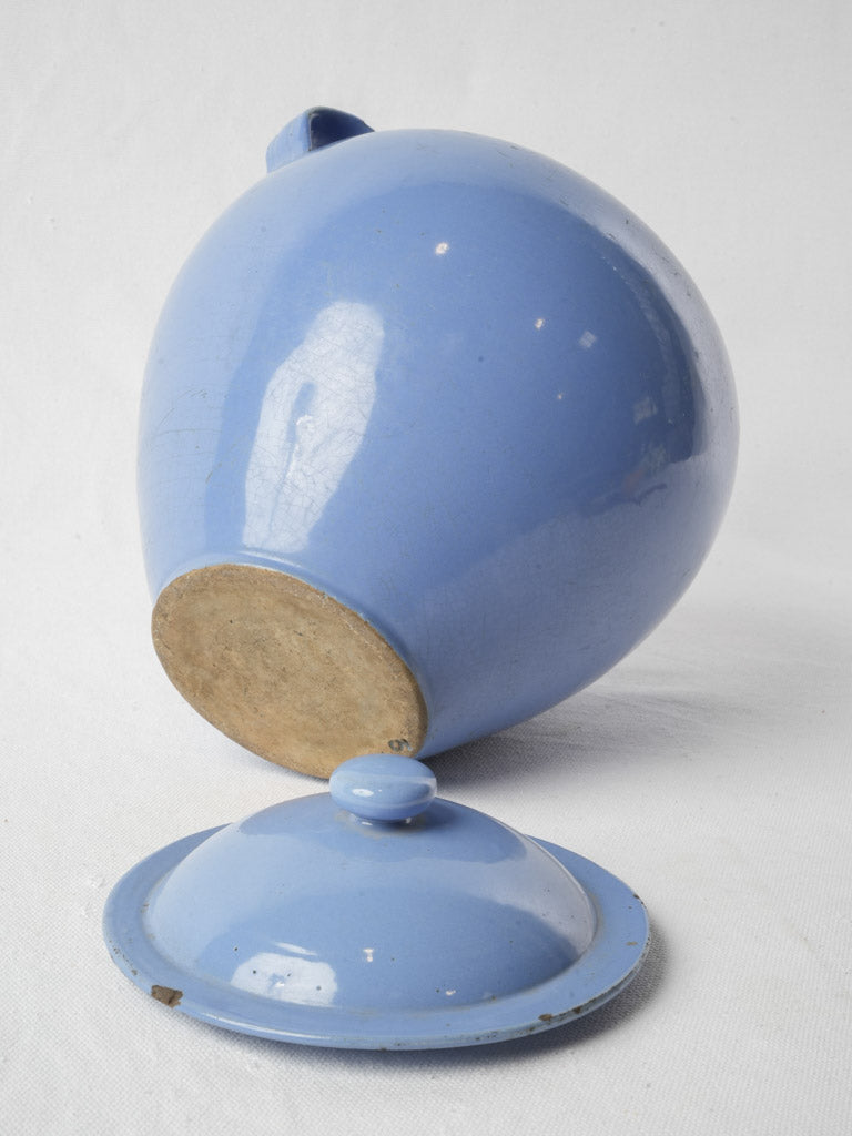Large Martres-Tolosane Blue Glazed Ceramic Pot Circa 1900- 11"