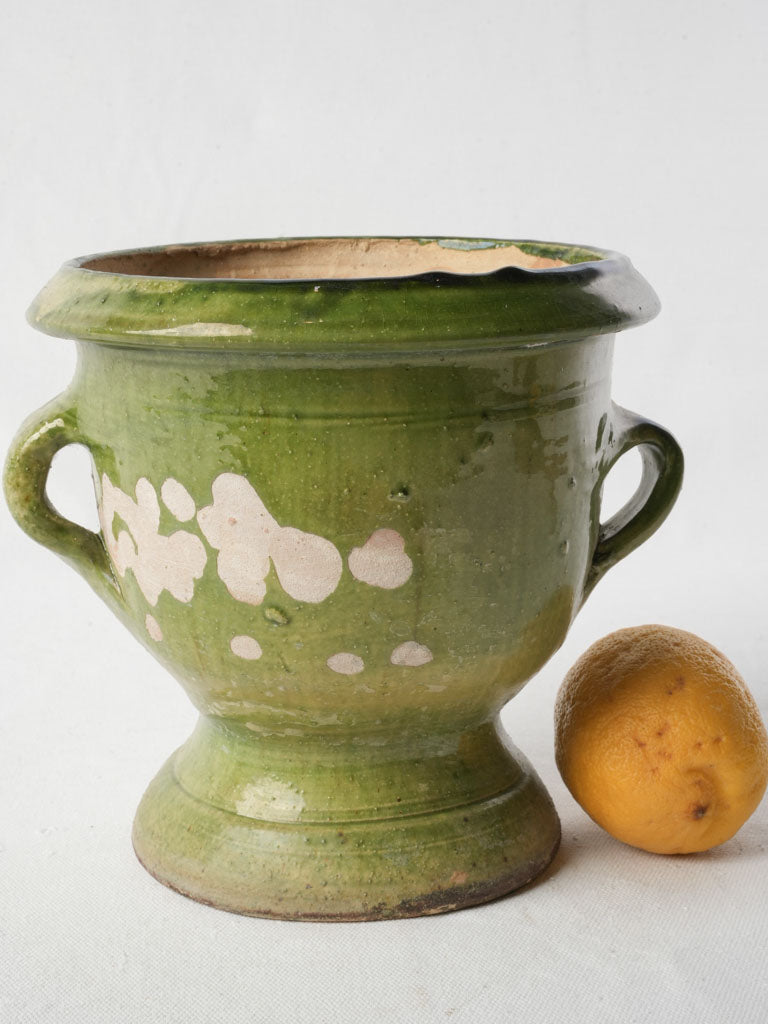 Petite Early 20th-Century Green Glazed Terracotta Castelnaudary Plante