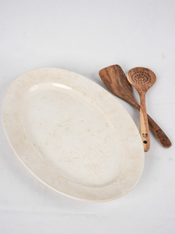 Antique timeworn French earthenware platter