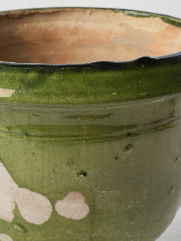 Petite Early 20th-Century Green Glazed Terracotta Castelnaudary Planter - 8¼"