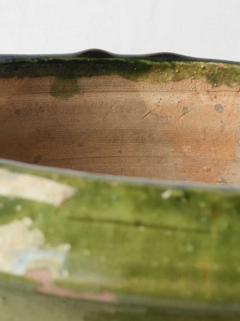 Petite Early 20th-Century Green Glazed Terracotta Castelnaudary Planter - 8¼"