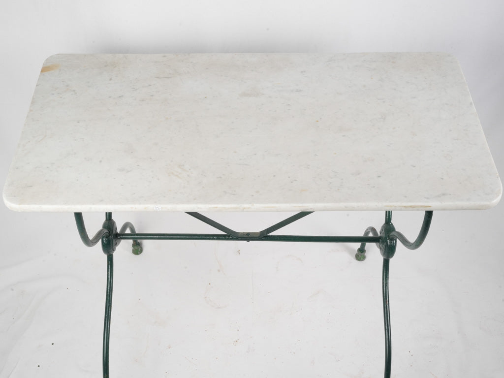 Late 19th–Early 20th Century French Wrought Iron and Marble Table - 28¾" x 37½"