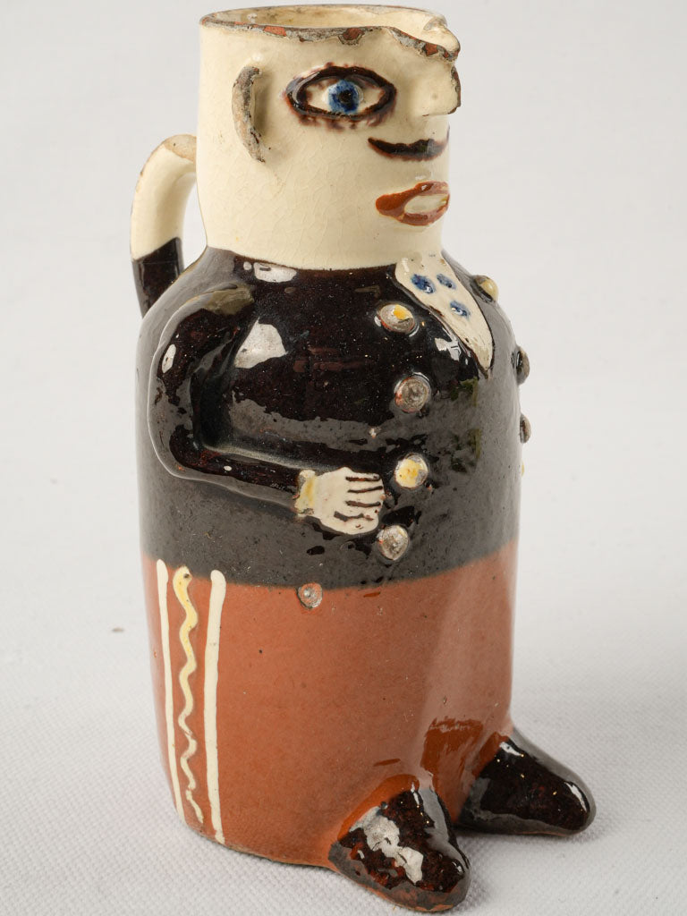 Vintage terracotta decorative soldier pitcher
