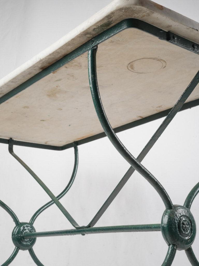 Late 19th–Early 20th Century French Wrought Iron and Marble Table - 28¾" x 37½"