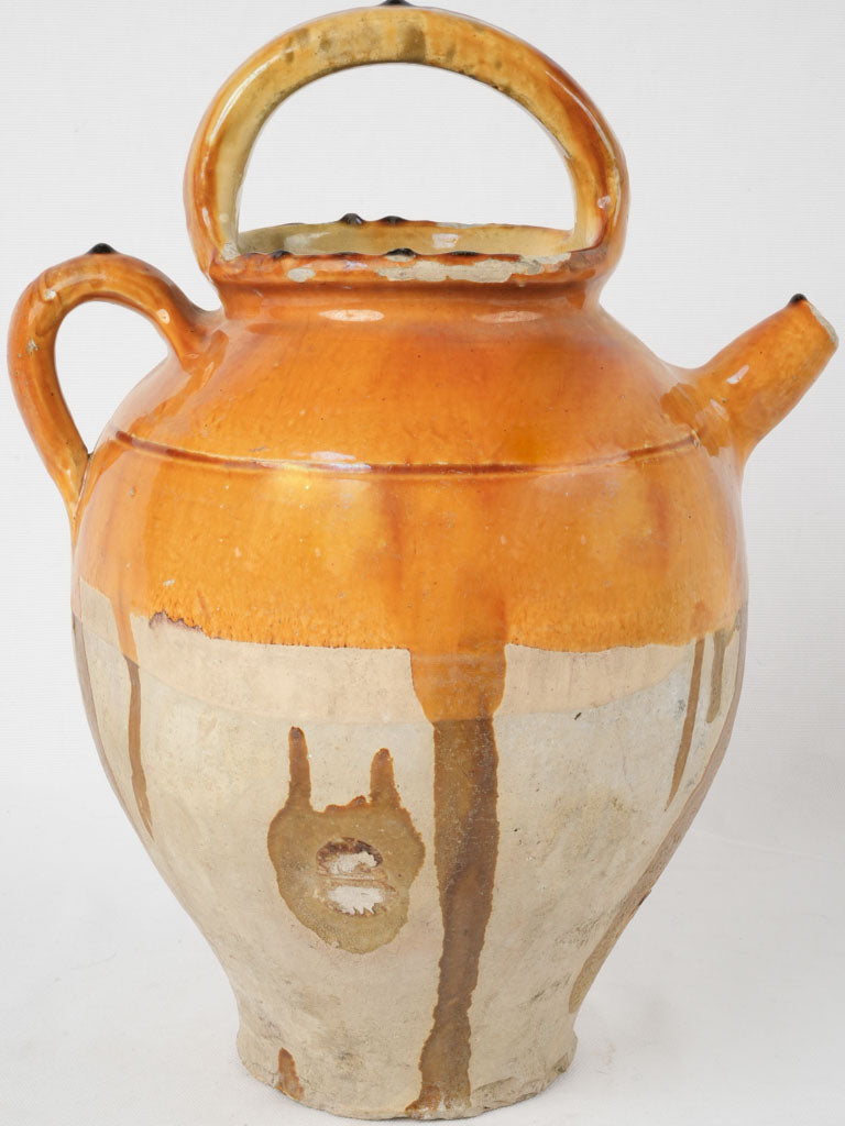 Antique ochre-yellow French Orjol cruche