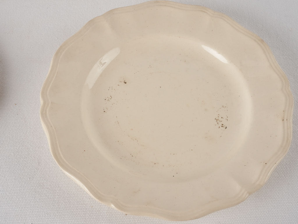 Antique Sarreguemines tureen & plates - creamware 10 pieces
