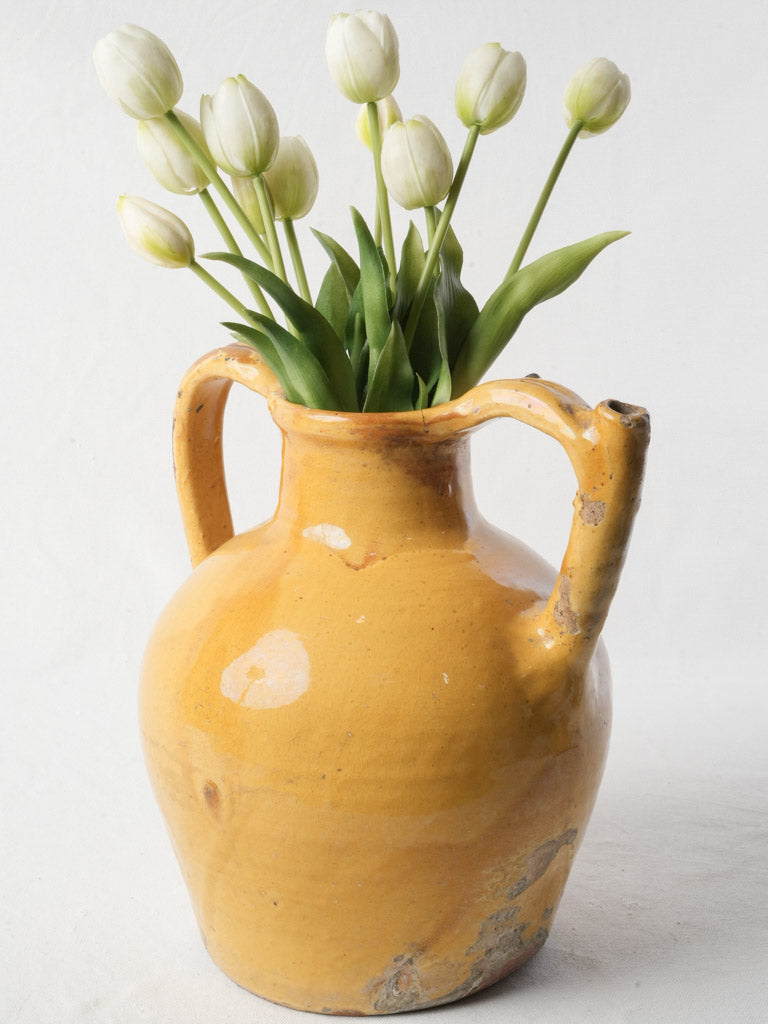 Antique ochre enamel water jug