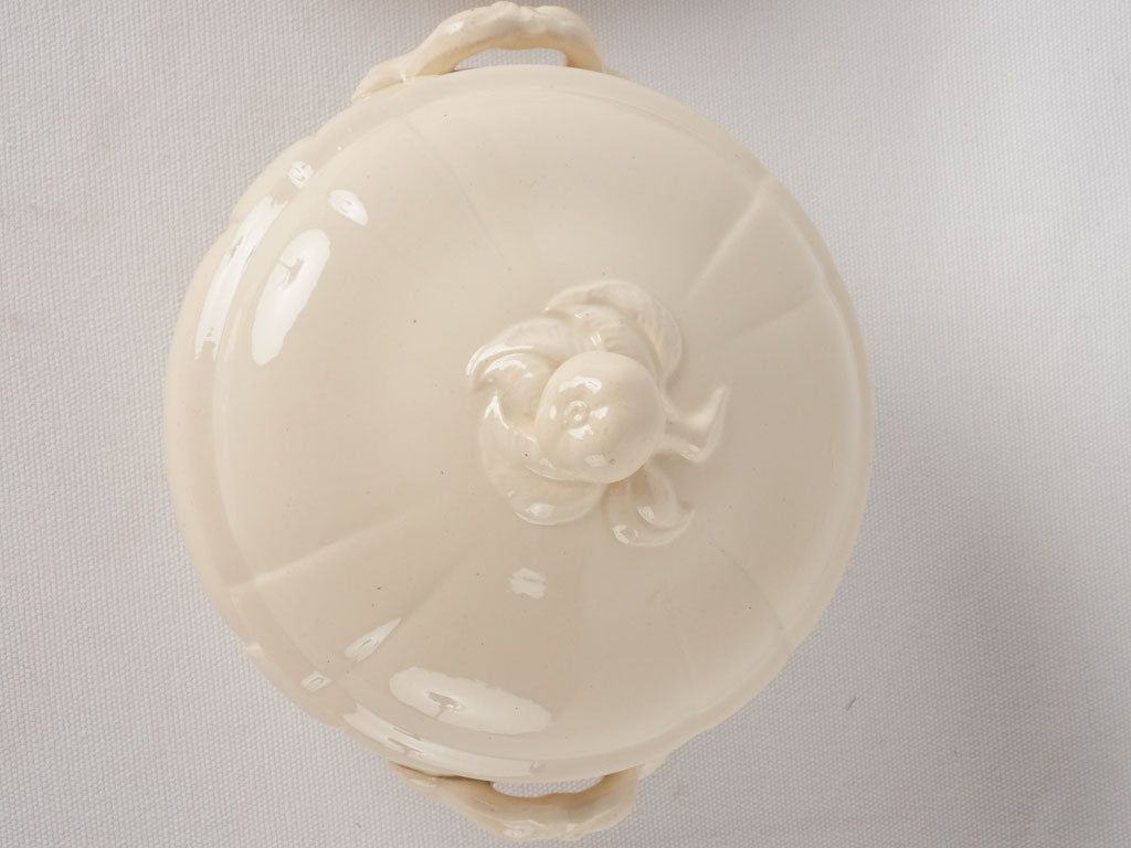 Antique Sarreguemines tureen & plates - creamware 10 pieces