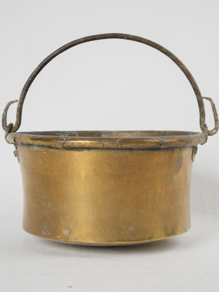 Vintage French brass open-fire cauldron