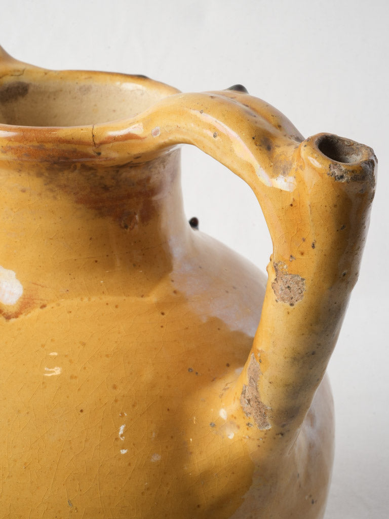 Large Antique Orjol W/ Warm Ochre Glaze - 12¼"