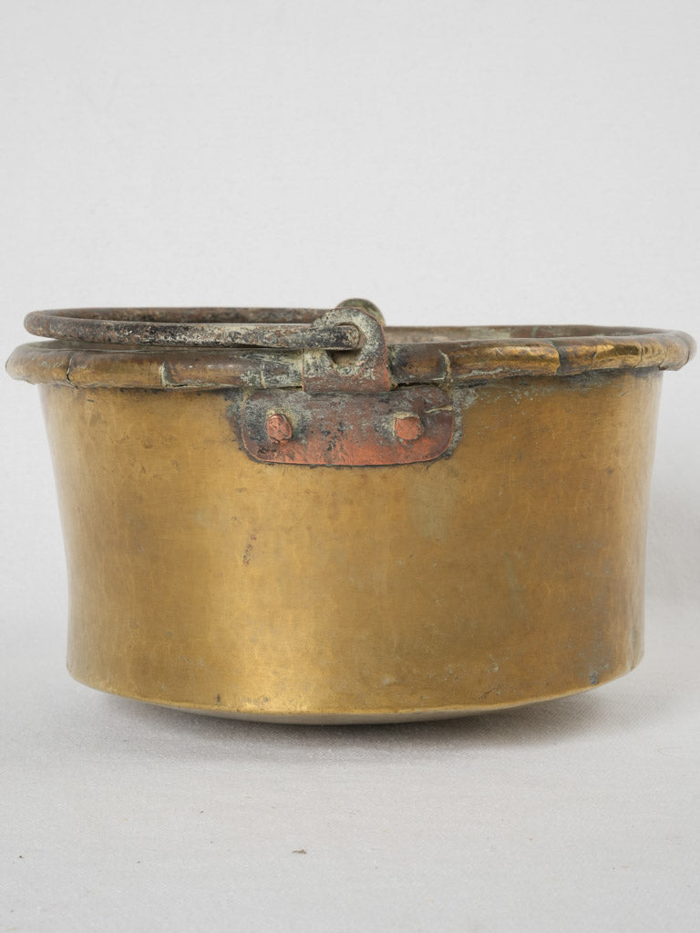 Robust 19th-century brass cauldron