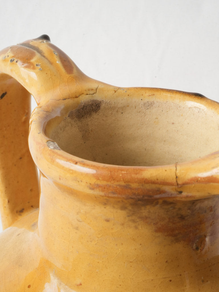Large Antique Orjol W/ Warm Ochre Glaze - 12¼"