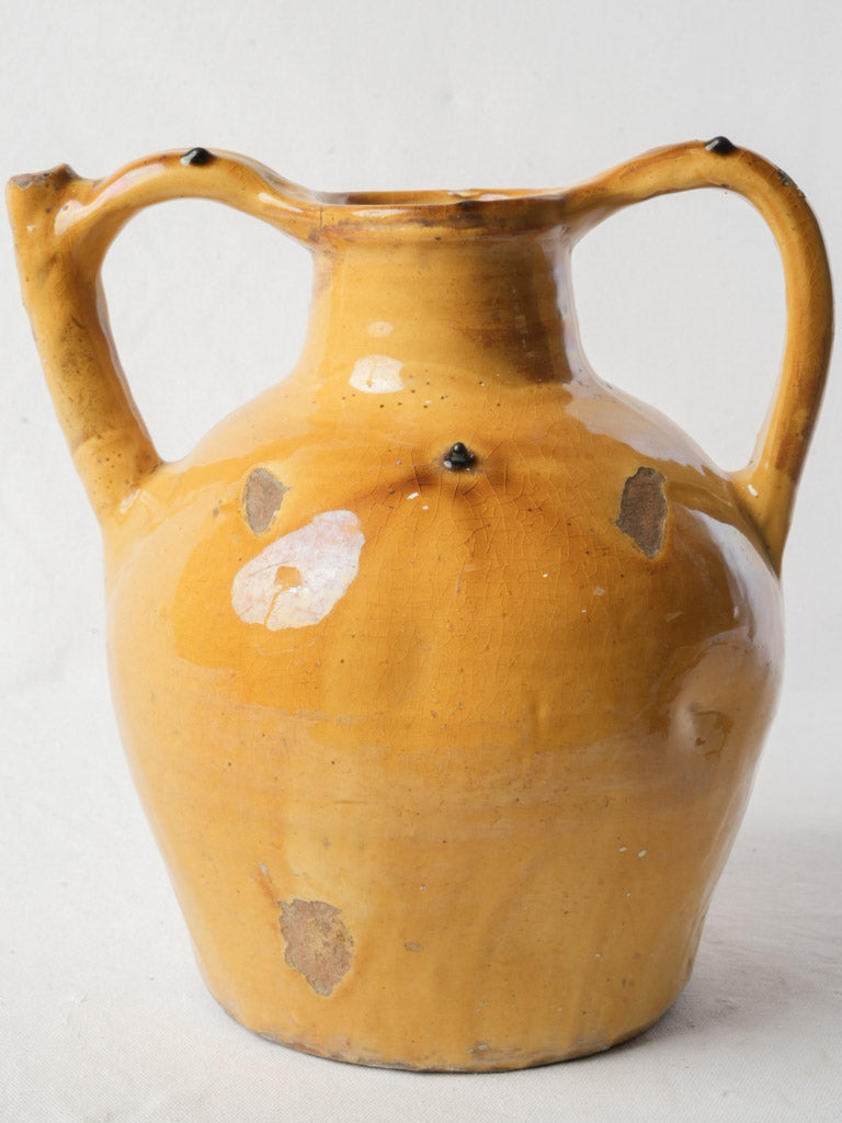 Large Antique Orjol W/ Warm Ochre Glaze - 12¼"