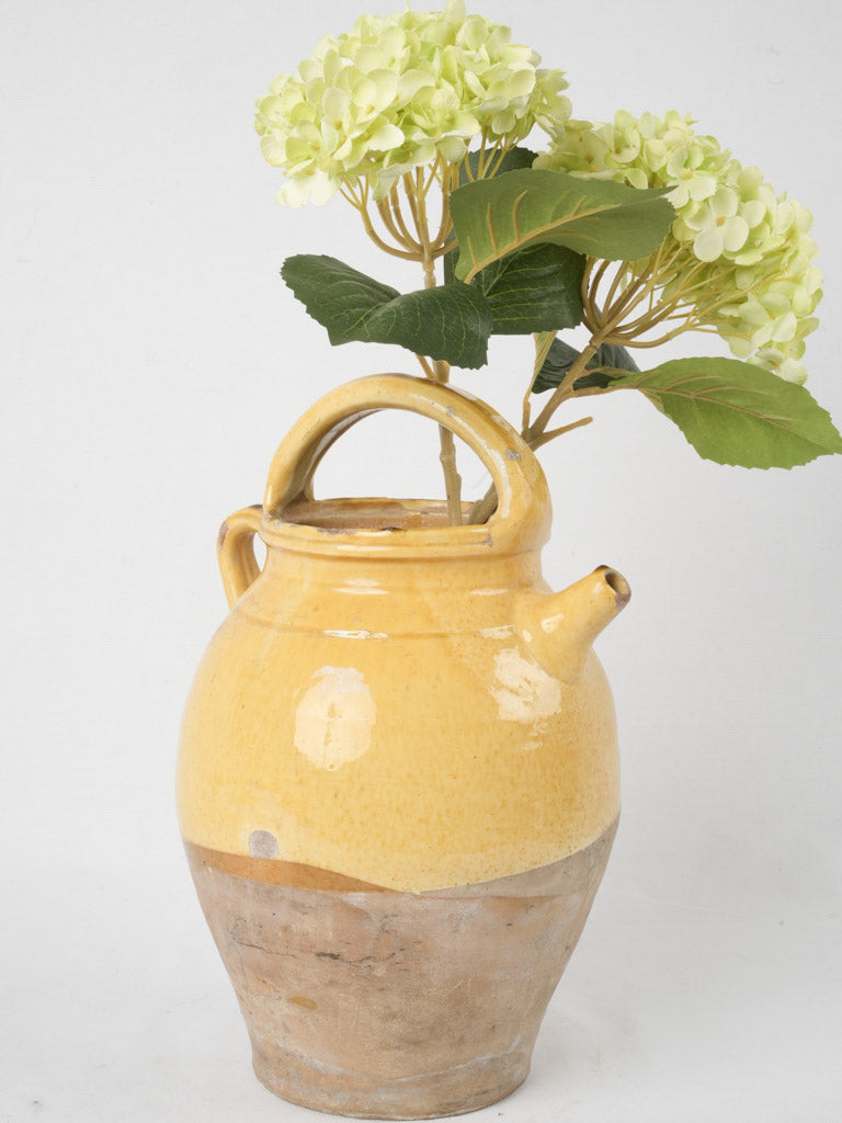 Antique French Orjol cruche - sunny yellow 13¾"