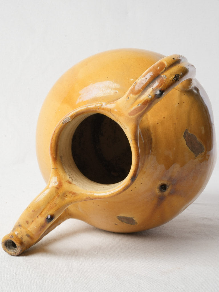 Large Antique Orjol W/ Warm Ochre Glaze - 12¼"