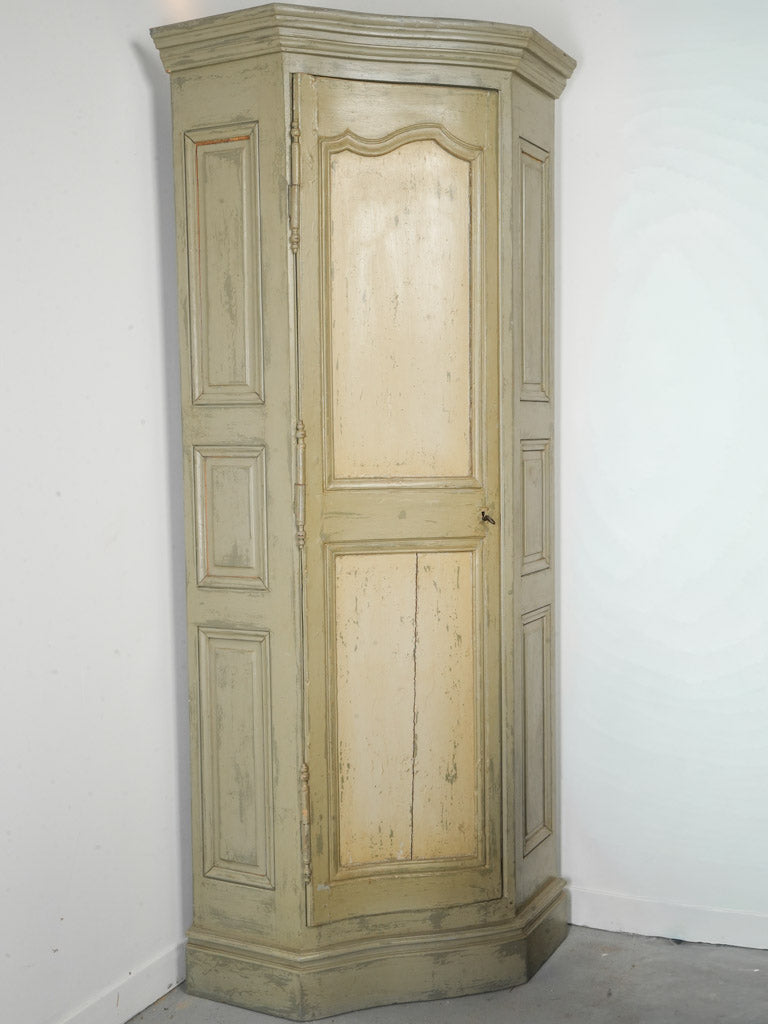 Rare Pair of Late 19th Century French Painted Corner Armoires - 87¾"