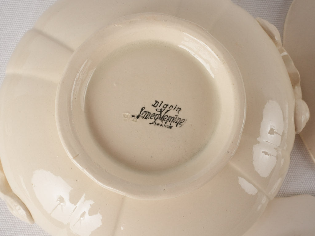 Antique Sarreguemines tureen & plates - creamware 10 pieces