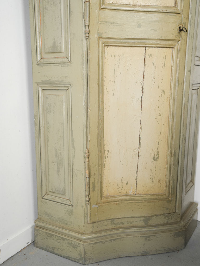 Rare Pair of Late 19th Century French Painted Corner Armoires - 87¾"