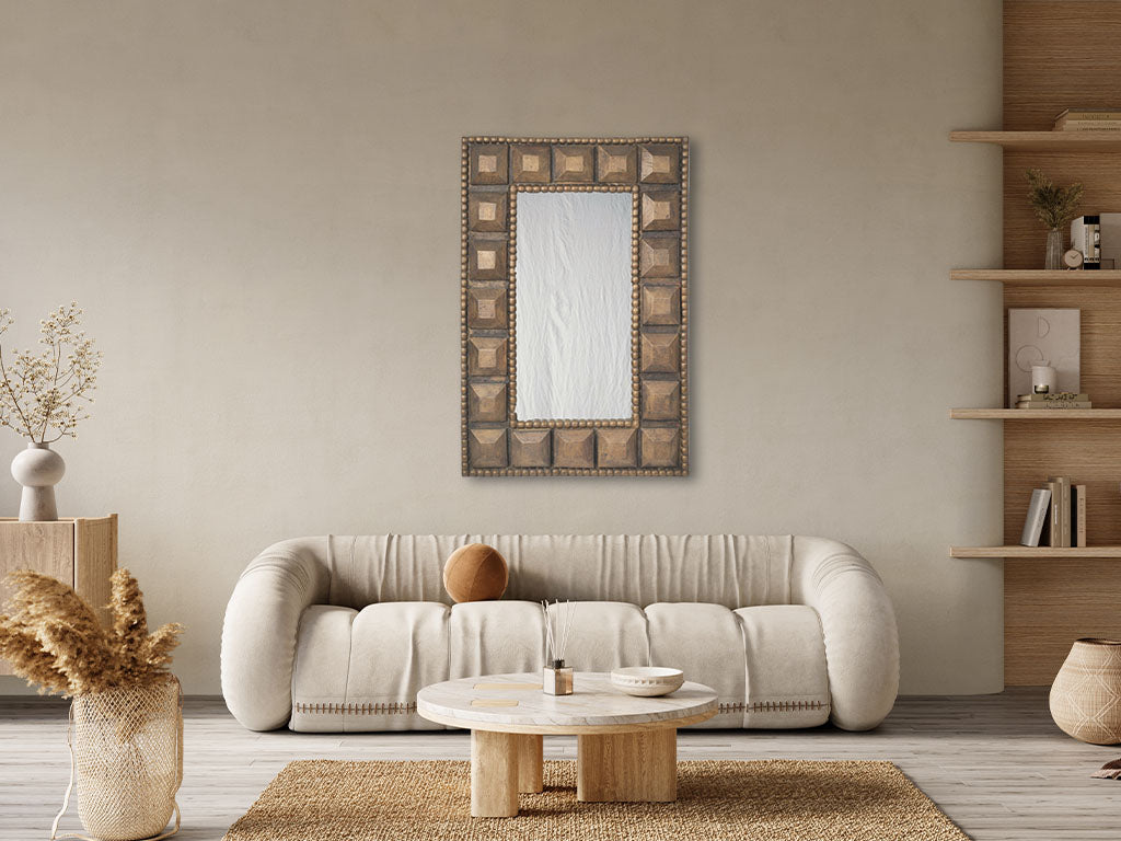 Refined, antique, rectangular gilded mirror