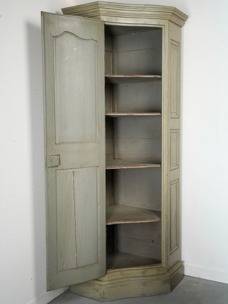 Rare Pair of Late 19th Century French Painted Corner Armoires - 87¾"