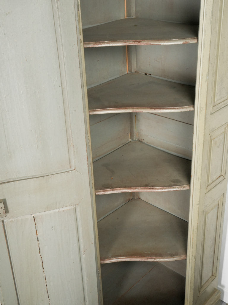 Rare Pair of Late 19th Century French Painted Corner Armoires - 87¾"