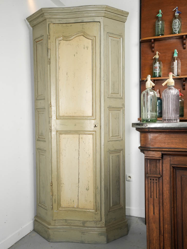 Rare Pair of Late 19th Century French Painted Corner Armoires - 87¾"