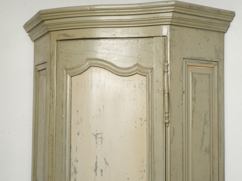 Rare Pair of Late 19th Century French Painted Corner Armoires - 87¾"