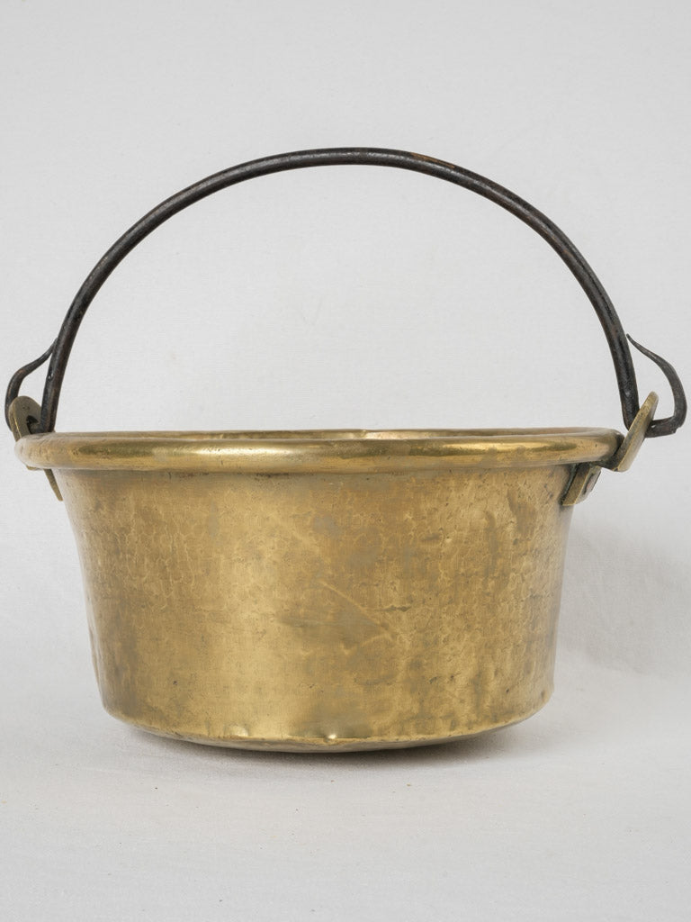 Robust brass French kitchen cauldron