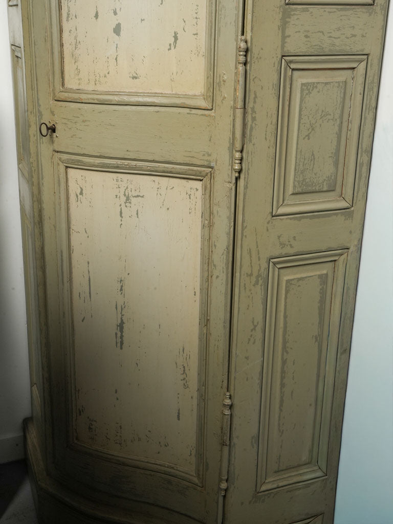 Rare Pair of Late 19th Century French Painted Corner Armoires - 87¾"