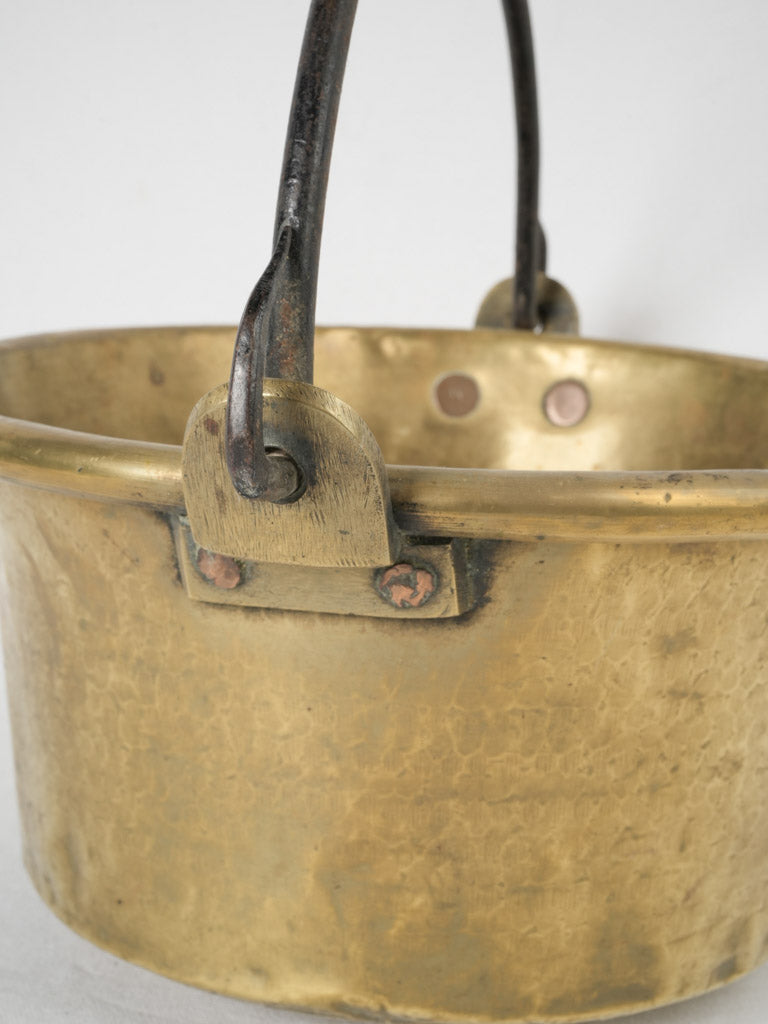 Patina-finished antique brass cauldron