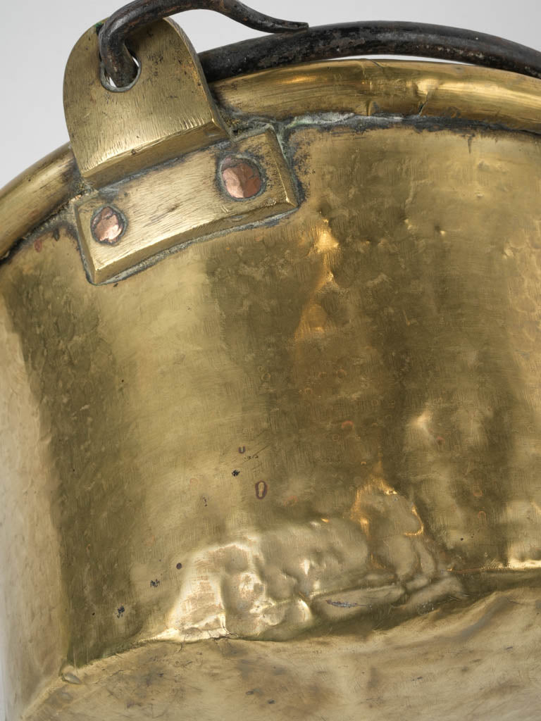 Elegant antique brass fireplace cauldron