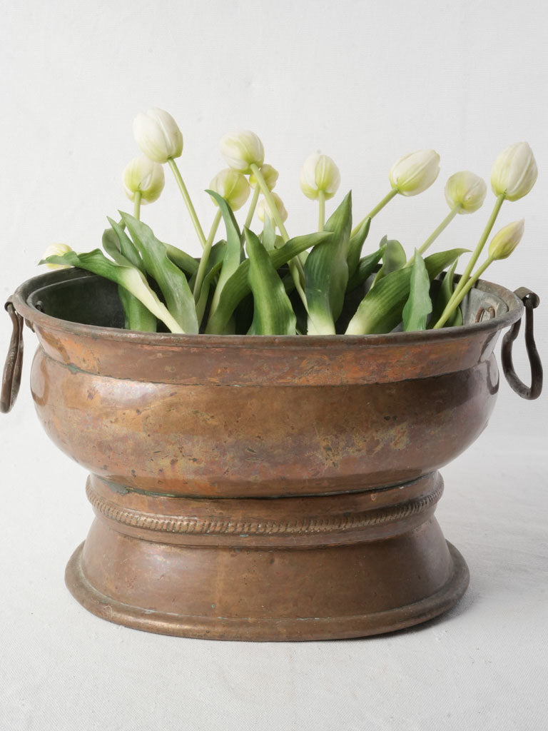 Late 19th-Century French Copper Jardinière W/ Zinc Liner 8¾" x 15"